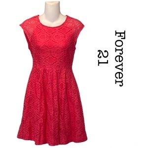 FOREVER 21 Contemporary Coral Lace Dress Size XS